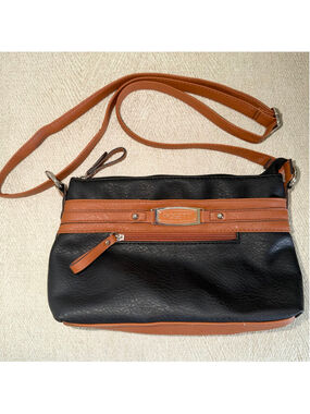 EUC Rosetti Triple Play Tanya Crossbody Handbag Purse Black Maple Adjust Strap